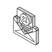 Ablehnung Brief isometrisch Symbol Vektor Illustration