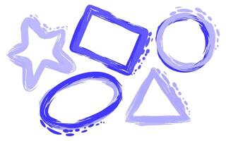 vektor uppsättning av handrawn dekorativ blå former. stjärna, rektangel, cirkel, triangel