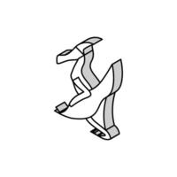 pterodactyl dinosaurie djur- isometrisk ikon vektor illustration
