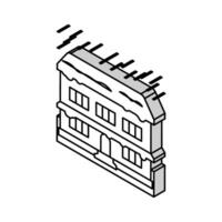 schneebedeckt Eule Winter Jahreszeit isometrisch Symbol Vektor Illustration