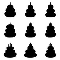 Silhouette von Geburtstag Kuchen Symbol Satz. Vektor Feier eben Illustration