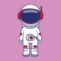 söt astronaut stående tecknad serie vektor ikoner illustration. platt tecknad serie begrepp. lämplig för några kreativ projekt.