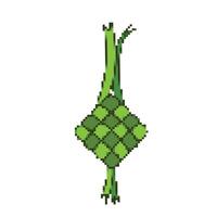 Ketupat Lebaran Grün islamisch Dekoration Element. Pixel bisschen retro Spiel gestylt Vektor Illustration Zeichnung. einfach eben Karikatur Zeichnung.