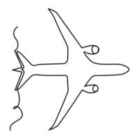 kontinuerlig ett linje teckning av passagerare flygplan teckning konst och illustration vektor design