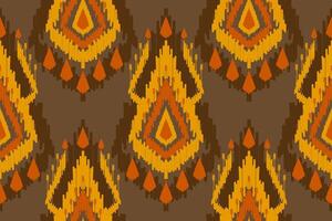 Ikat nahtlos Muster traditionell. abstrakt ethnisch Muster Kunst. amerikanisch, Mexikaner Stil. braun Hintergrund. vektor