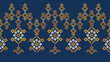 traditionell etnisk motiv ikat geometrisk tyg mönster korsa stitch.ikat broderi etnisk orientalisk pixel Marin blå bakgrund. abstrakt, vektor, illustration. textur, halsduk, dekoration, tapeter. vektor