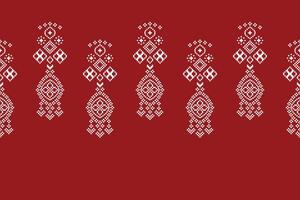 traditionell ethnisch Motive Ikat geometrisch Stoff Muster Kreuz Stich.ikat Stickerei ethnisch orientalisch Pixel rot Hintergrund. abstrakt, vektor, illustration. Textur, Weihnachten, Dekoration, Tapete. vektor