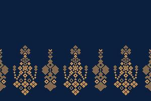 traditionell ethnisch Motive Ikat geometrisch Stoff Muster Kreuz Stich.ikat Stickerei ethnisch orientalisch Pixel Marine Blau Hintergrund. abstrakt, vektor, illustration. Textur, Schal, Dekoration, Tapete. vektor