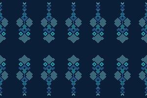 traditionell etnisk motiv ikat geometrisk tyg mönster korsa stitch.ikat broderi etnisk orientalisk pixel Marin blå bakgrund. abstrakt, vektor, illustration. textur, halsduk, dekoration, tapeter. vektor