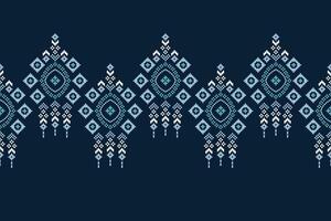 traditionell etnisk motiv ikat geometrisk tyg mönster korsa stitch.ikat broderi etnisk orientalisk pixel Marin blå bakgrund. abstrakt, vektor, illustration. textur, halsduk, dekoration, tapeter. vektor