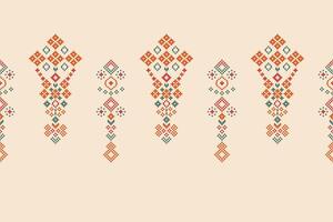 traditionell ethnisch Motive Ikat geometrisch Stoff Muster Kreuz Stich.ikat Stickerei ethnisch orientalisch Pixel braun Sahne Hintergrund. abstrakt, vektor, illustration. Textur, Schal, Dekoration, Tapete. vektor