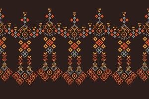 traditionell ethnisch Motive Ikat geometrisch Stoff Muster Kreuz Stich.ikat Stickerei ethnisch orientalisch Pixel braun Hintergrund. abstrakt, vektor, illustration. Textur, Schal, Dekoration, Tapete. vektor