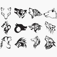 Wolf Symbol einstellen Vektor