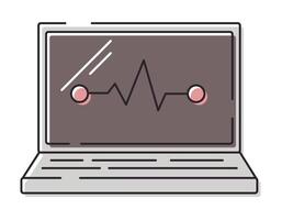 Vektor isoliert Linie Symbol von Laptop mit Kardiogramm Symbol. online Medizin und Krankenwagen.