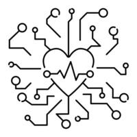 Vektor isoliert Linie Symbol von Herz mit Kardiogramm. Symbol von Digital Gesundheit und Medizin.