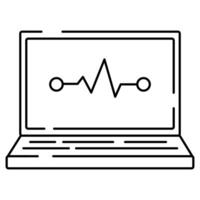 Vektor isoliert Linie Symbol von Laptop mit Kardiogramm Symbol. online Medizin und Krankenwagen.