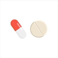 medizinisch Pille eben Design Vektor Illustration. Kapsel und Tablette isoliert auf Weiß Hintergrund. chemisch Droge und Gesundheit Pflege Konzept