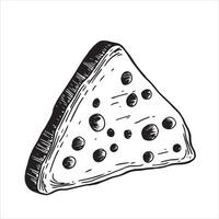 Stück von Käse, schwarz und Weiß Illustration im skizzieren Stil, Gravur. Jahrgang Zeichnung, Bauernhof Produkt vektor
