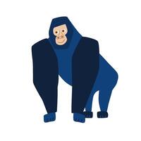 süß Blau Gorilla Tier Charakter isoliert auf Weiß. wild Hand gezeichnet komisch Affe Vektor Illustration. Gorilla im kindisch Stil großartig zum Kinder Poster, Karten, drucken. stilisiert Primas, Zoo.