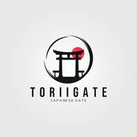 torii Tor Silhouette Emblem Logo Vektor Jahrgang Illustration Prämie Jahrgang