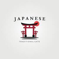 torii Tor japanisch Logo Tempel Vektor Jahrgang Illustration Design