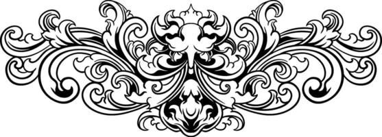 årgång barock victorian ram gräns blommig prydnad blad skrolla graverat retro blomma mönster dekorativ design tatuering svart och vit vektor