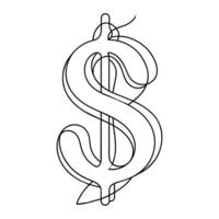 Dollar Symbol kontinuierlich Linie Kunst Zeichnung vektor