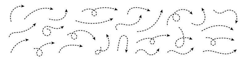 gebogen gepunktet Pfeil. Zickzack- Pfeil Streifen Design mit gepunktet Linien. vektor