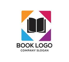 lehrreich Logo Design mit Buch und Blatt Symbol. Logo Design mit Grün Linien und Weiß Hintergrund vektor