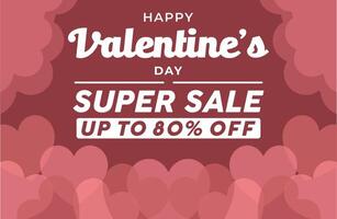 ai generiert Valentinstag Tag Super Verkauf Banner mit Herzen vektor