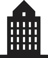 Häuser und Wolkenkratzer Logo oder Abzeichen im Jahrgang Stil vektor