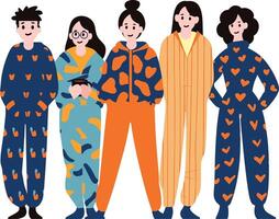 Menschen tragen Pyjama eben Stil isoliert auf Hintergrund vektor