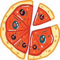 isolieren Pizza eben Stil auf Hintergrund vektor