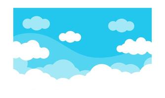 Karikatur Wolken Hintergrund, Himmel und Wolken, schön Hintergrund. stilvoll Design mit ein Wohnung, Karikatur Poster, Flyer, Postkarten, Netz Banner. Urlaub Stimmung, luftig Atmosphäre. vektor