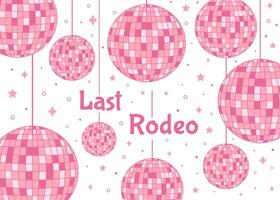 Henne Party Einladung Karte. zuletzt Rodeo Bachelorette Party Einladung Vorlage. Cowgirls Disko Party. Hochzeit Schreibwaren. Vektor Illustration.