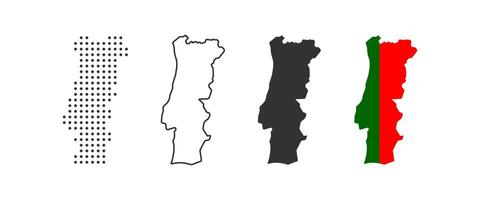Portugal Karte Symbol. Portugal Grenze. Land Flagge unterzeichnen. Europa Erdkunde. Vektor Illustration.