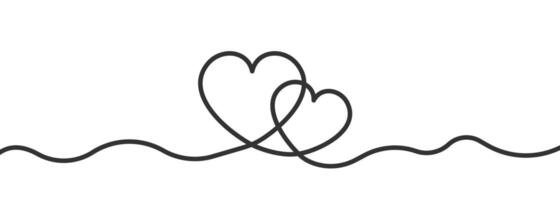 kärlek vektor. hjärta form symbol. valentine baner. ett linje teckning. vektor