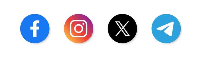 Sozial Medien App Symbol. Facebook, zwitschern, instagram, Telegramm Anwendung Logotyp. redaktionell Marke. Vektor Illustration.