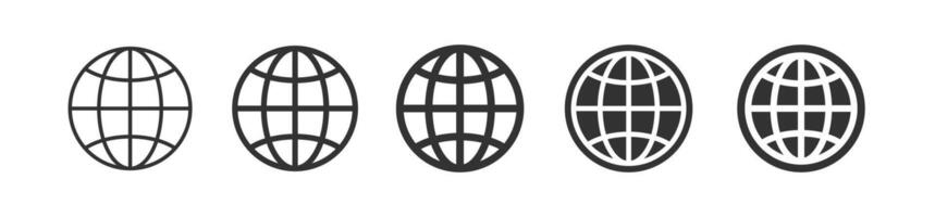 värld ikon. nätverk symbol. jord sfär. webb klot. hemsida tecken. planet ikoner uppsättning. vektor