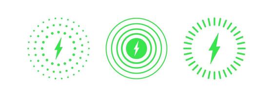 kabellos aufladen Telefon Symbol. Elektrizität Leistung Linie. Laden Batterie Energie. schnell Bolzen. Clever aufladen. Vektor Illustration