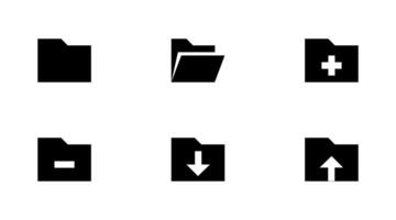 Ordner Symbole Satz. hinzufügen Ordner, entfernen Ordner, hochladen herunterladen Mappe Symbole. editierbar Vektor Illustration