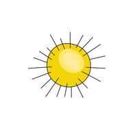 Gelb Sonne Symbol. Karikatur Illustration von Sonne. Vektor Illustration zum Netz Design, isoliert auf Weiß Hintergrund.