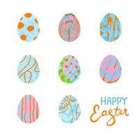 vektor färgrik hälsning kort med illustration av påsk ägg och hand dragen nedskräpning Lycklig påsk