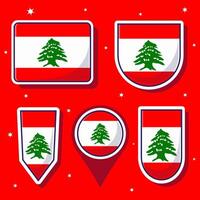 libanon nationell flagga tecknad serie vektor illustration bunt förpackningar