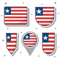 Liberia National Flagge Karikatur Vektor Illustration Symbol Maskottchen bündeln Packungen