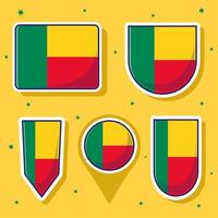 Benin National Flagge Karikatur Vektor Illustration Symbol Maskottchen bündeln Packungen