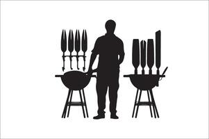 Grill und Grill verbunden Silhouette Vektor