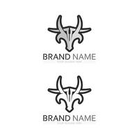 Stier und Kuh Logo Design Symbol Vektor Horn Tiere