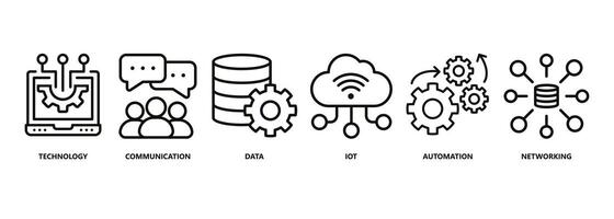 Digital Transformation Banner Netz Symbol Vektor Illustration Konzept mit Symbol von Technologie, Kommunikation, Daten, iot, ikt, Automatisierung, Internet, und Vernetzung