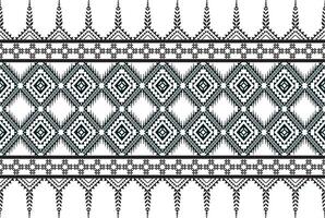 Stammes- traditionell Stoff Batik ethnisch. Ikat nahtlos Muster Blätter geometrisch wiederholen Design zum Hintergrund, Verpackung, Mode, Teppich, Kleidung. schwarz und Weiß vektor